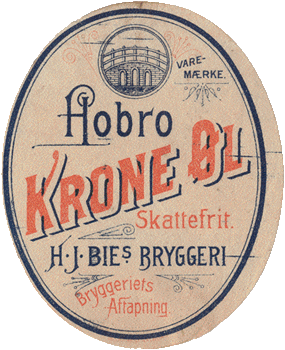 o 1900 Krone Øl fra Bie's Bryggeri i Hobro 