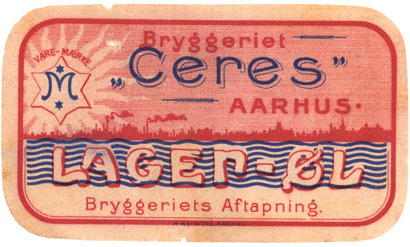 Ca. 1910 Ceres lager&oslash;l med Aarhus byprofil
