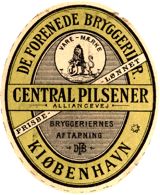 ca. 1891 Central Pilsener fra De forenede Bryggeriers bryghus på Alliancevej