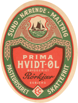 omkring 1950 Hvidt&oslash;l fra R&oslash;rkj&aelig;rs Bryggeri Esbjerg 