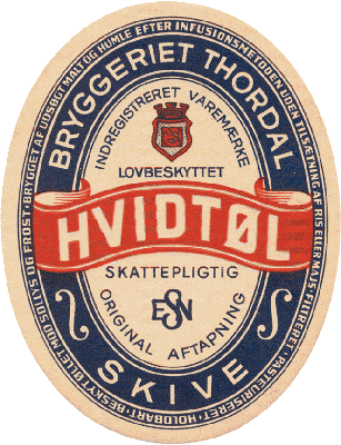 1940 Skattepligtigt Hvidt&oslash;l fra Thordal,  Skive