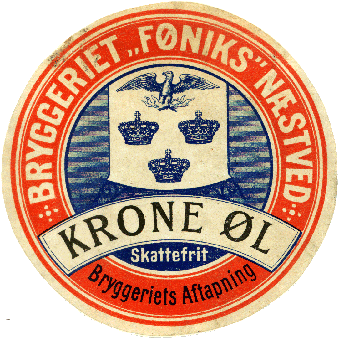 Ca 1897 Krone øl fra Næstved