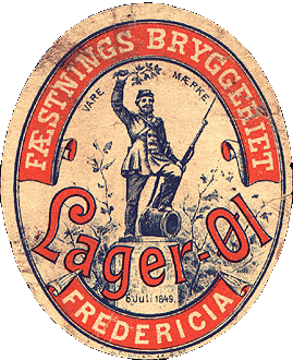 Ca 1890 Lager Øl fra Fæstningsbryggeriet Fredericia
