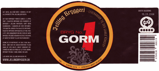 Jelling Bryggeri, Bryg no 1 Gorm, august 2007