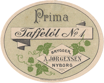 o 1900 Taffeløl fra A Jørgensens Bryggeri i Nyborg